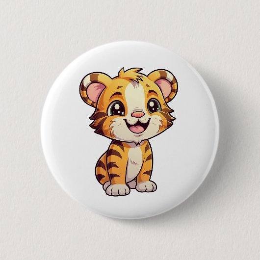 Cartoon tijgerillustratie ronde button 5,7 cm (Voorkant)
