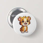 Cartoon tijgerillustratie ronde button 5,7 cm (Voorkant /achterkant)