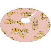 Cartoon tijgers, roze  patroon. kerstboom rok (Gekanteld)