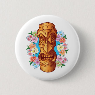 Cartoon Tiki Statue Ronde Button 5,7 Cm