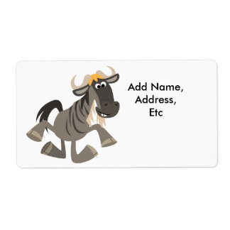 Cartoon tikt op Wildebeest-verzendlabel dansen Etiket
