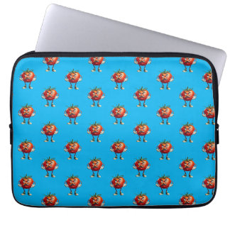Cartoon Tomaat met snor en armen Laptop Sleeve