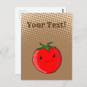 Cartoon tomatenttekening met sepia-gradiënt briefkaart (Voorkant / Achterkant)