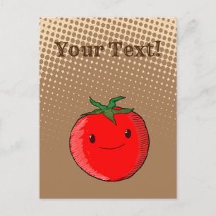 Cartoon tomatenttekening met sepia-gradiënt briefkaart