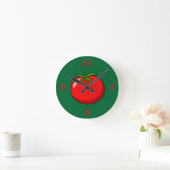 Cartoon Tomato Slice Ronde Klok (Huis)