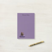 Cartoon Tortoiseshell Kitten op Paarse Kussen Post-it® Notes (Op bureau)