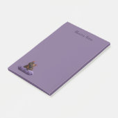 Cartoon Tortoiseshell Kitten op Paarse Kussen Post-it® Notes (Schuin)