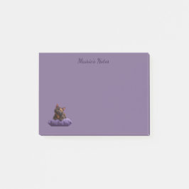 Cartoon Tortoiseshell Kitten op Paarse Kussen Post-it® Notes