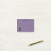 Cartoon Tortoiseshell Kitten op Paarse Kussen Post-it® Notes (Op bureau)