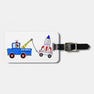 Cartoon Tow Truck en Driver Bagagelabel