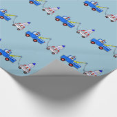 Cartoon Tow Truck en Driver Cadeaupapier (Hoek)