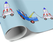 Cartoon Tow Truck en Driver Cadeaupapier (Rol Hoek)