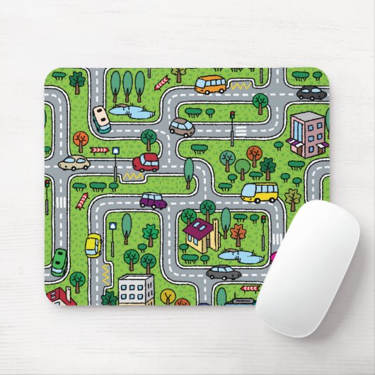 Cartoon Town Map Muismat (Met muis)