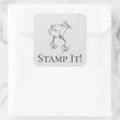 Cartoon Tramp Stamp! Grappig zwart, wit Vierkante Sticker (Tas)