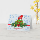 -Cartoon Tree Frog Christmas Kaart (Gele Bloem)