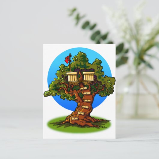 Cartoon Treehouse Briefkaart (Staand voorkant)