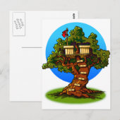 Cartoon Treehouse Briefkaart (Voorkant / Achterkant)
