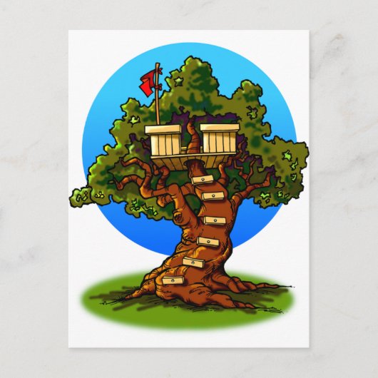 Cartoon Treehouse Briefkaart (Voorkant)