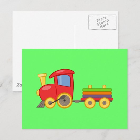 Cartoon trein briefkaart (Voorkant / Achterkant)
