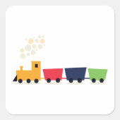 Cartoon trein vierkante sticker (Voorkant)