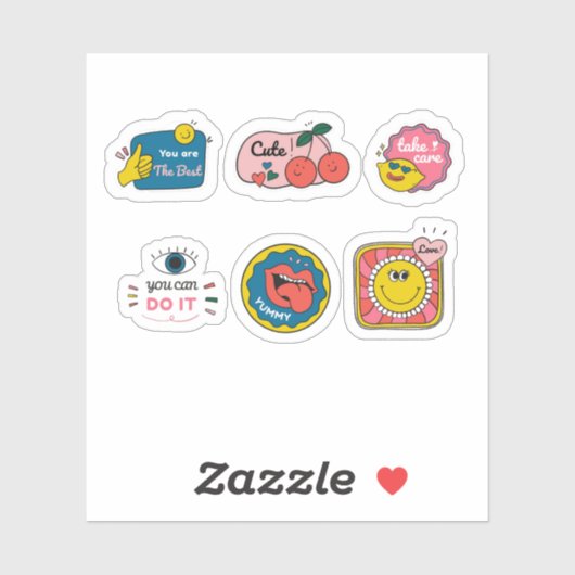 Cartoon trendy label sticker set (Vel)