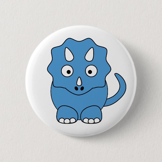 Cartoon Triceratops (blauw) Ronde Button 5,7 Cm (Voorkant)
