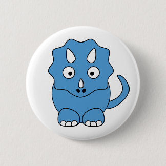 Cartoon Triceratops (blauw) Ronde Button 5,7 Cm