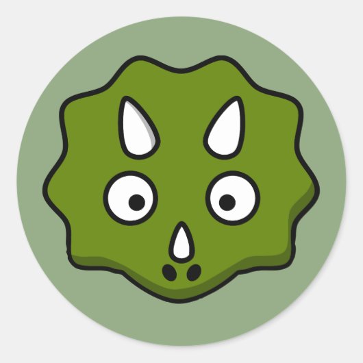 Cartoon triceratops gezicht ronde sticker (Voorkant)