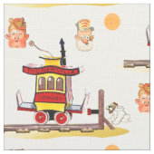 Cartoon Trolley Fabric Stof (Close Up)