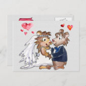 Cartoon Trouwpaar Save the Date Briefkaarten (Voorkant / Achterkant)