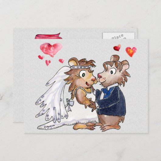 Cartoon Trouwpaar Save the Date Briefkaarten (Voorkant / Achterkant)