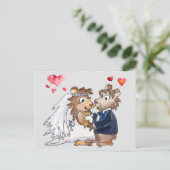 Cartoon Trouwpaar Save the Date Briefkaarten (Staand voorkant)