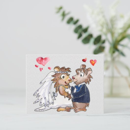 Cartoon Trouwpaar Save the Date Briefkaarten (Staand voorkant)