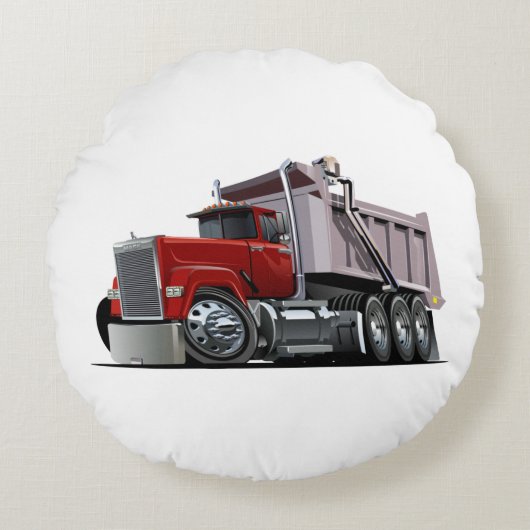 Cartoon truck rond kussen (Voorkant)