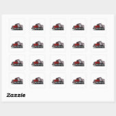 Cartoon truck vierkante sticker (Vel)