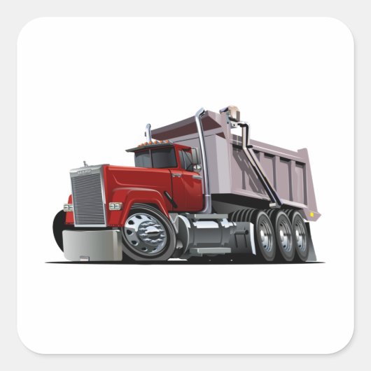 Cartoon truck vierkante sticker (Voorkant)