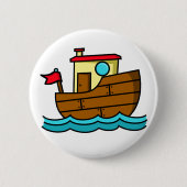Cartoon Tug Boat Ronde Button 5,7 Cm (Voorkant)