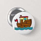 Cartoon Tug Boat Ronde Button 5,7 Cm (Voorkant /achterkant)