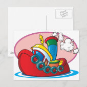 Cartoon Tugboot Briefkaart (Voorkant / Achterkant)