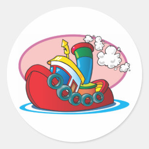 Cartoon Tugboot Ronde Sticker