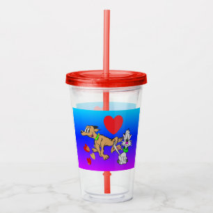 Cartoon Tumbler: Cute Dog en Cat Acryl Drinkbeker