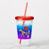 Cartoon Tumbler: Cute Dog en Cat Acryl Drinkbeker (Achterkant)