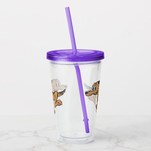 Cartoon Tumbler: Happy Dog uitvoeren Acryl Drinkbeker (Links)