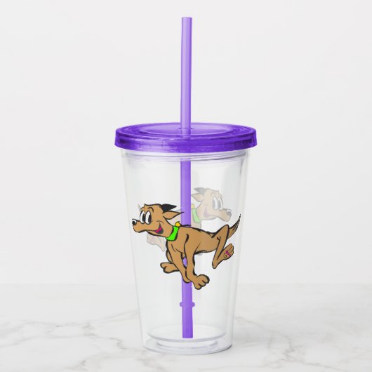 Cartoon Tumbler: Happy Dog uitvoeren Acryl Drinkbeker (Voorkant)