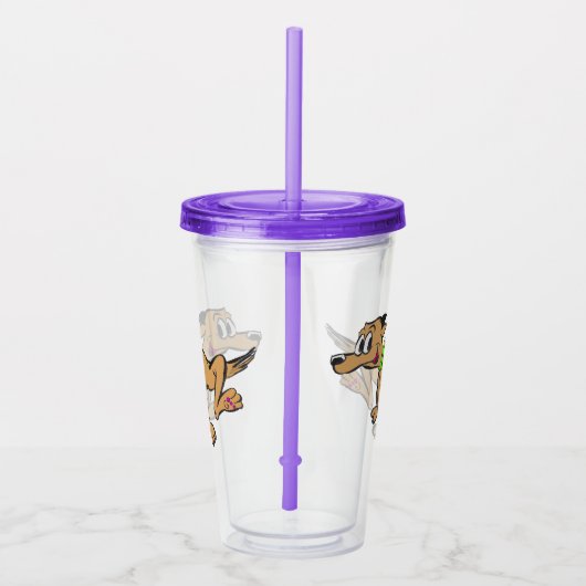 Cartoon Tumbler: Happy Dog uitvoeren Acryl Drinkbeker (Rechts)