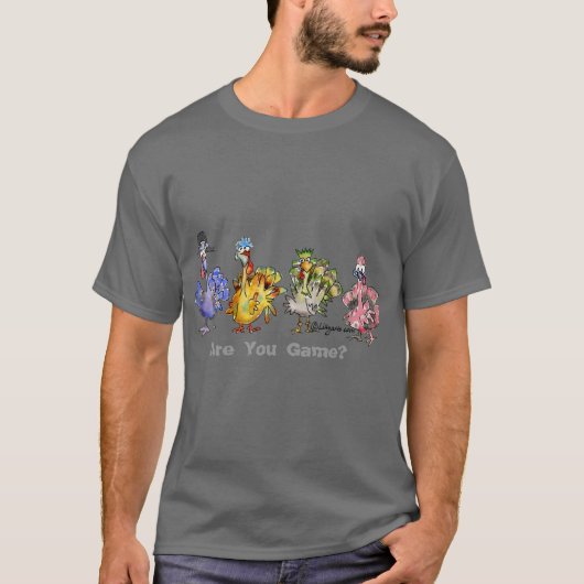 Cartoon Turkey Game T-shirt for Darks (Voorkant)
