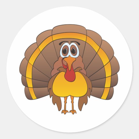 Cartoon Turkije Ronde Sticker (Voorkant)