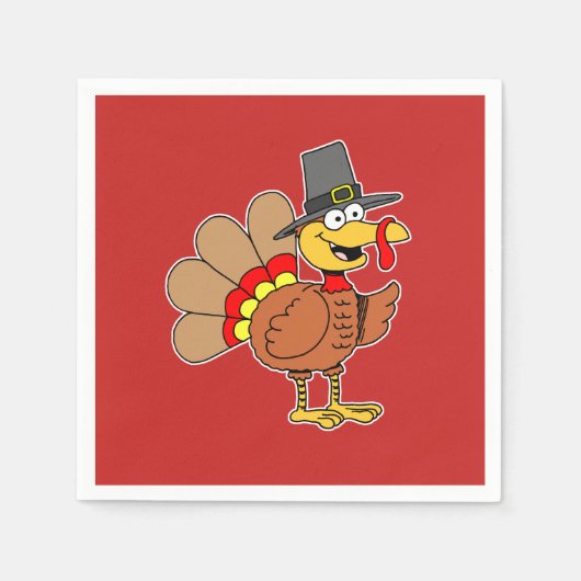 Cartoon Turkije Thanksgiving Pet Pilgrim Servet (Voorkant)