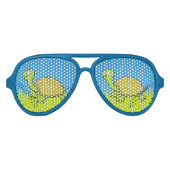 Cartoon Turtle Aviator Zonnebril (Voorkant)