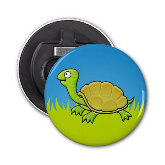 Cartoon Turtle Button Flesopener (Voorkant)